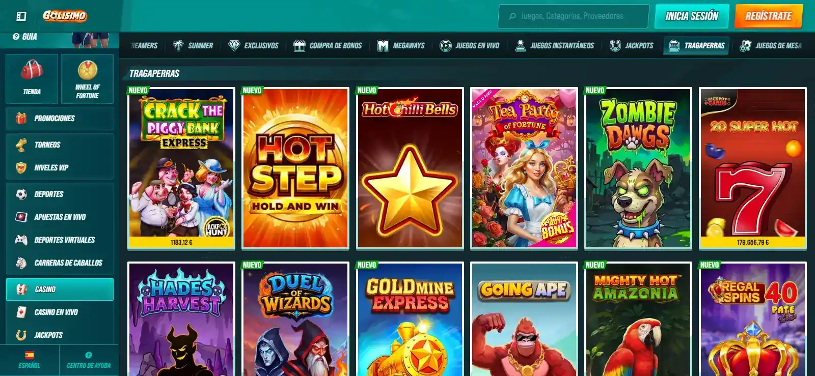 Juegos de Golisimo: slots, mesas, jackpots y catálogo